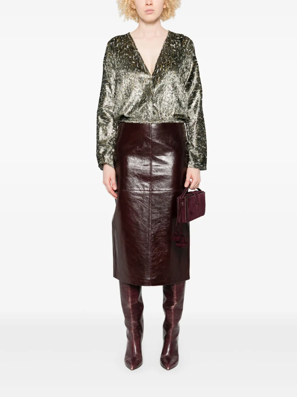 Forte Forte Metallic blouse met metallic-effect - Zilver