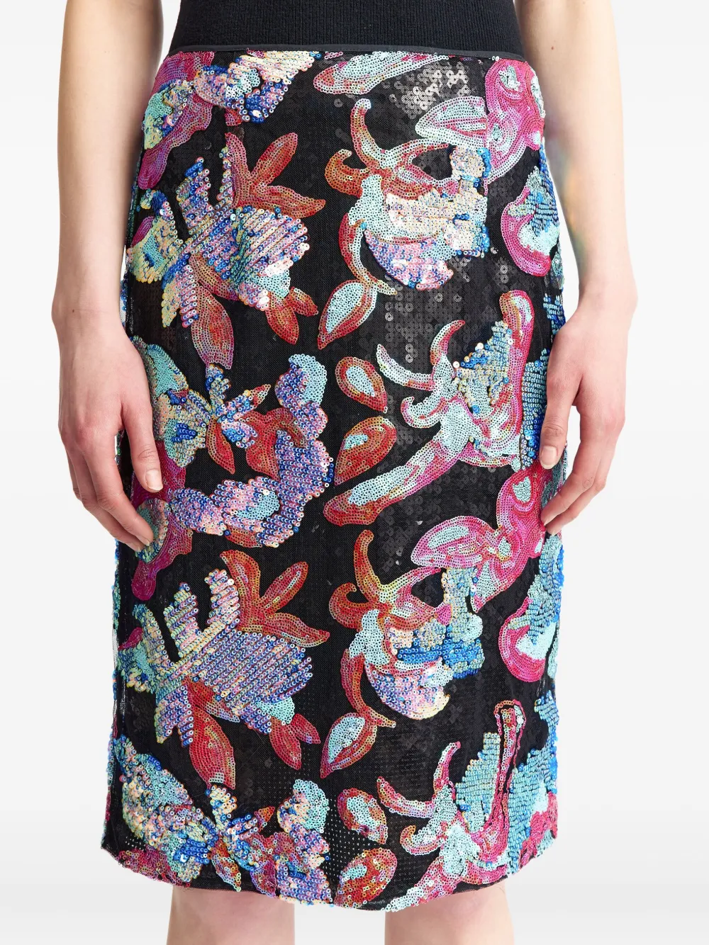 16arlington Sequin Floral Skirt In Multi