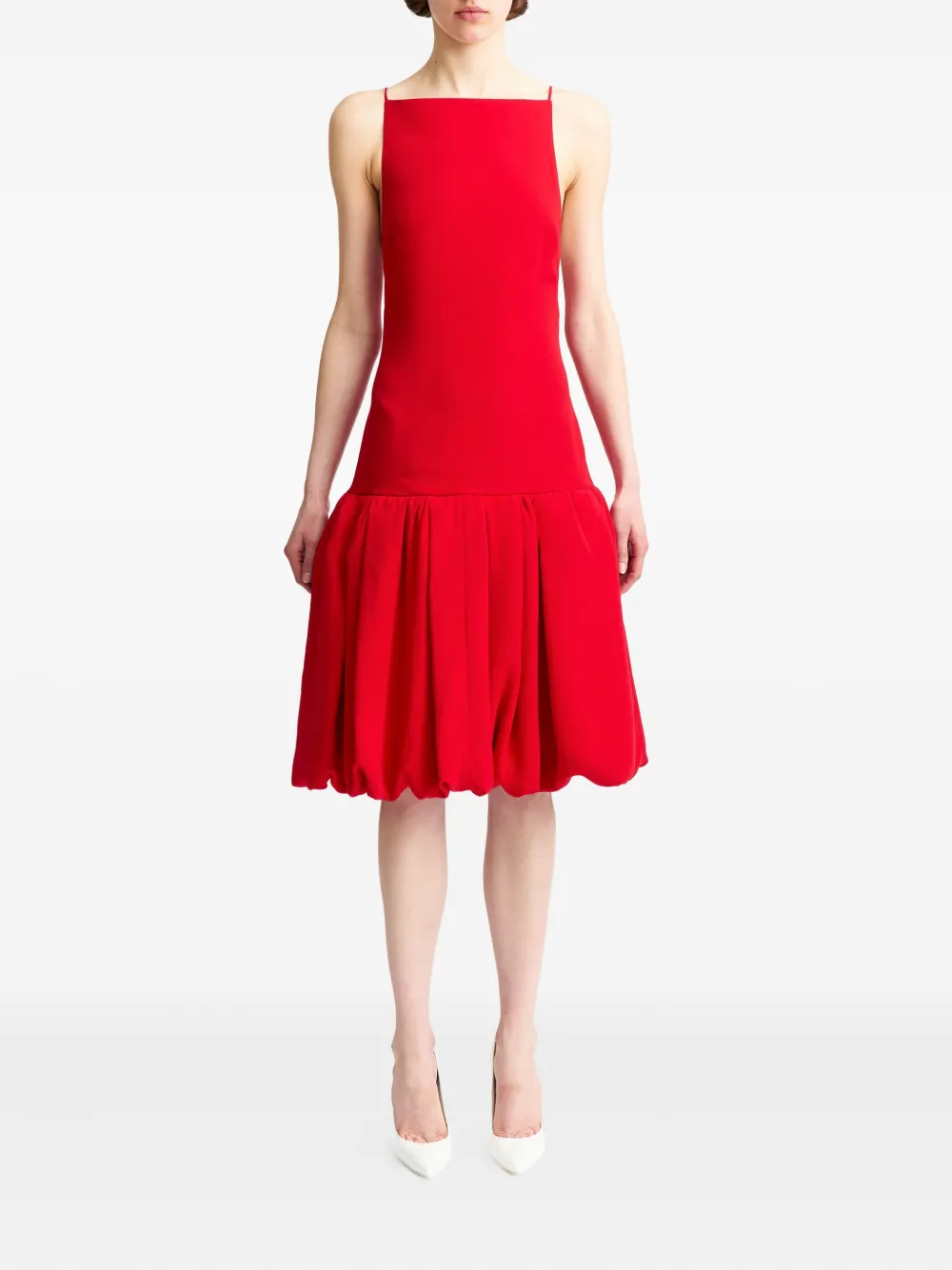 16Arlington Viana balloon-hem square-neck mini dress - Rood