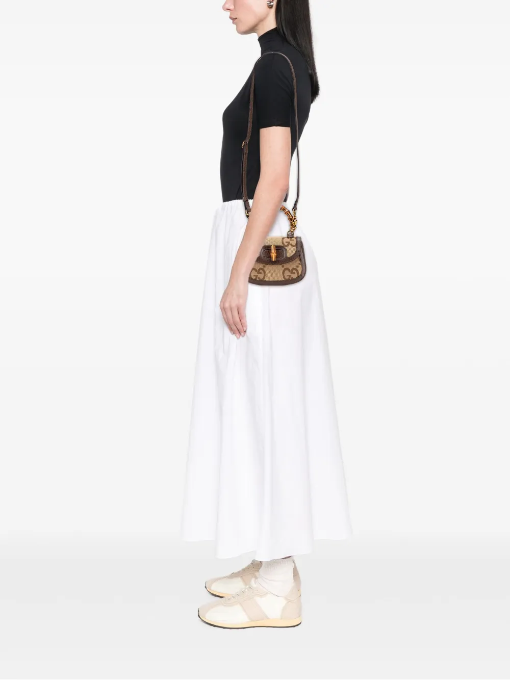 Gucci Pre-Owned 2016-2025 Mini Jumbo GG Canvas 1947 Bamboo Top Handle Bag satchel | Pre-Owned | Image 2