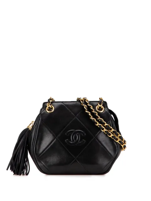 CHANEL Pre-Owned 1989-1991 CC Quilted Lambskin Tassel crossbody bag