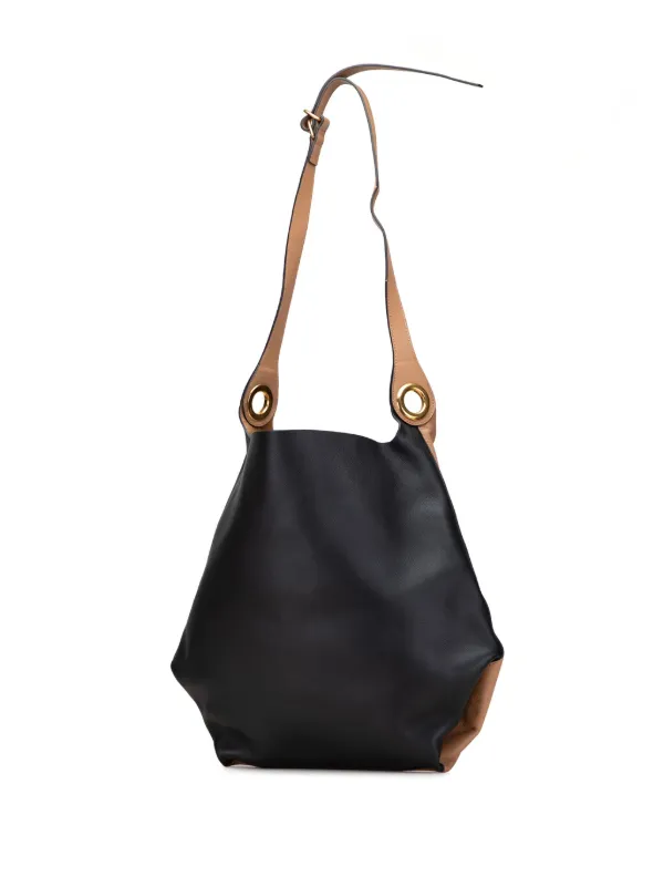 Burberry Pre-Owned 2000-2017 Bicolor Calfskin Grommet Hobo Satchel