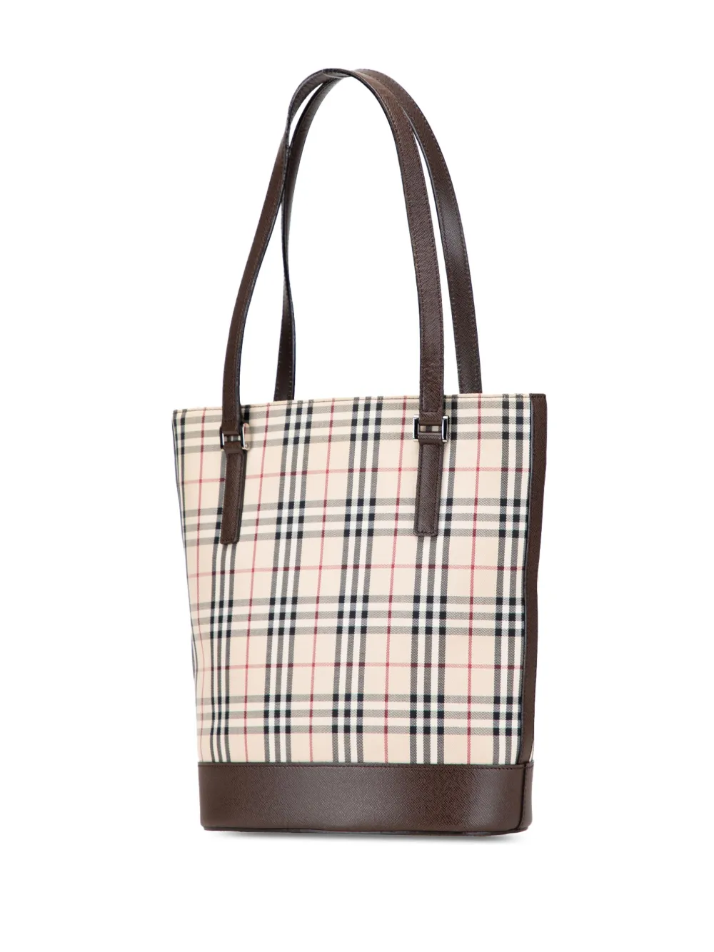 Pre-owned Burberry 2000-2017 House Check Coated Canvas Bucket Tote Bag In Brown