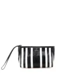 Balenciaga Pre-Owned 2021 Small Lambskin Barbes Striped Patwork Zip Pouch clutch bag - Black