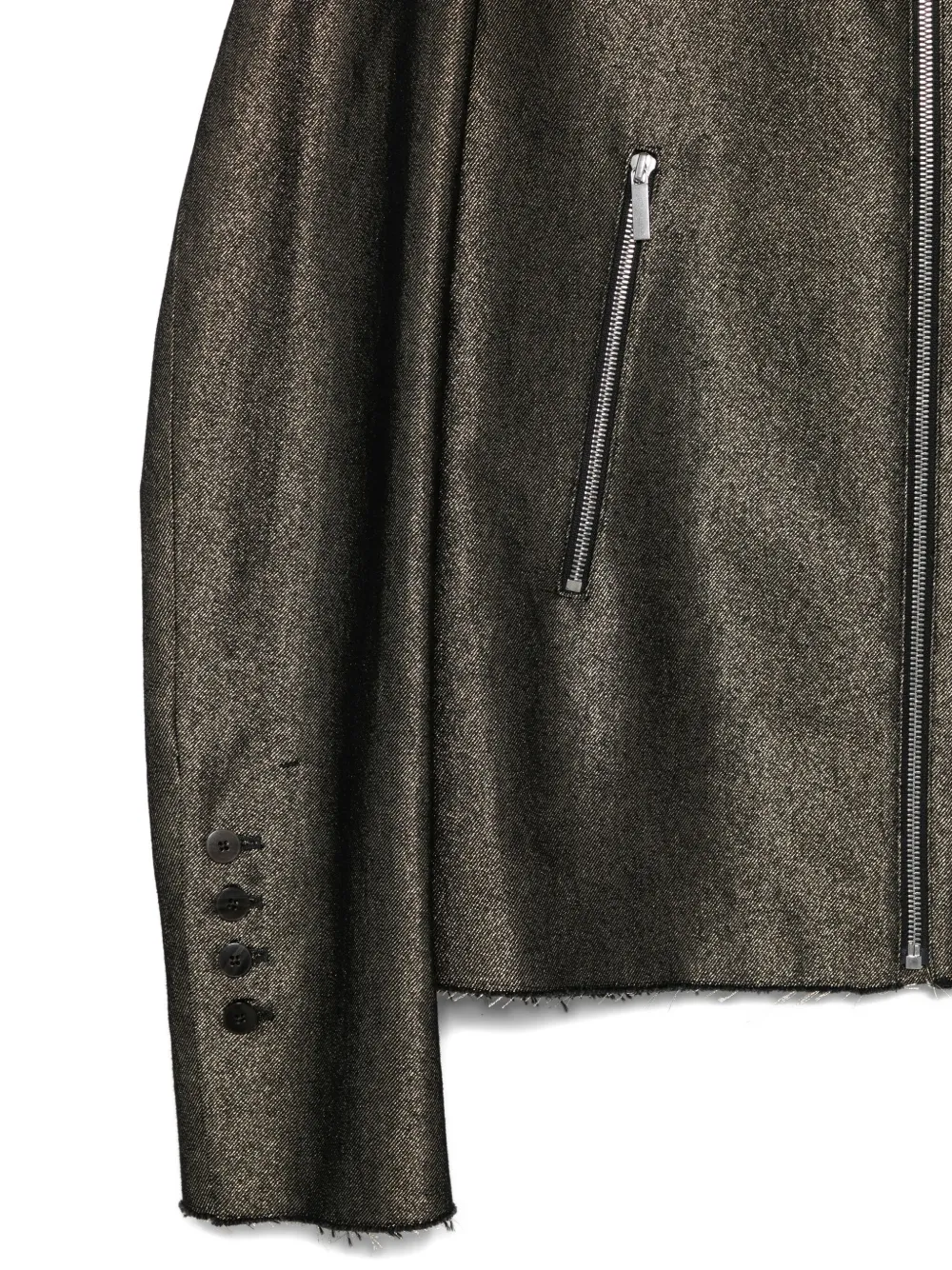 Sapio Frayed-edge Metallic Jacket In Black