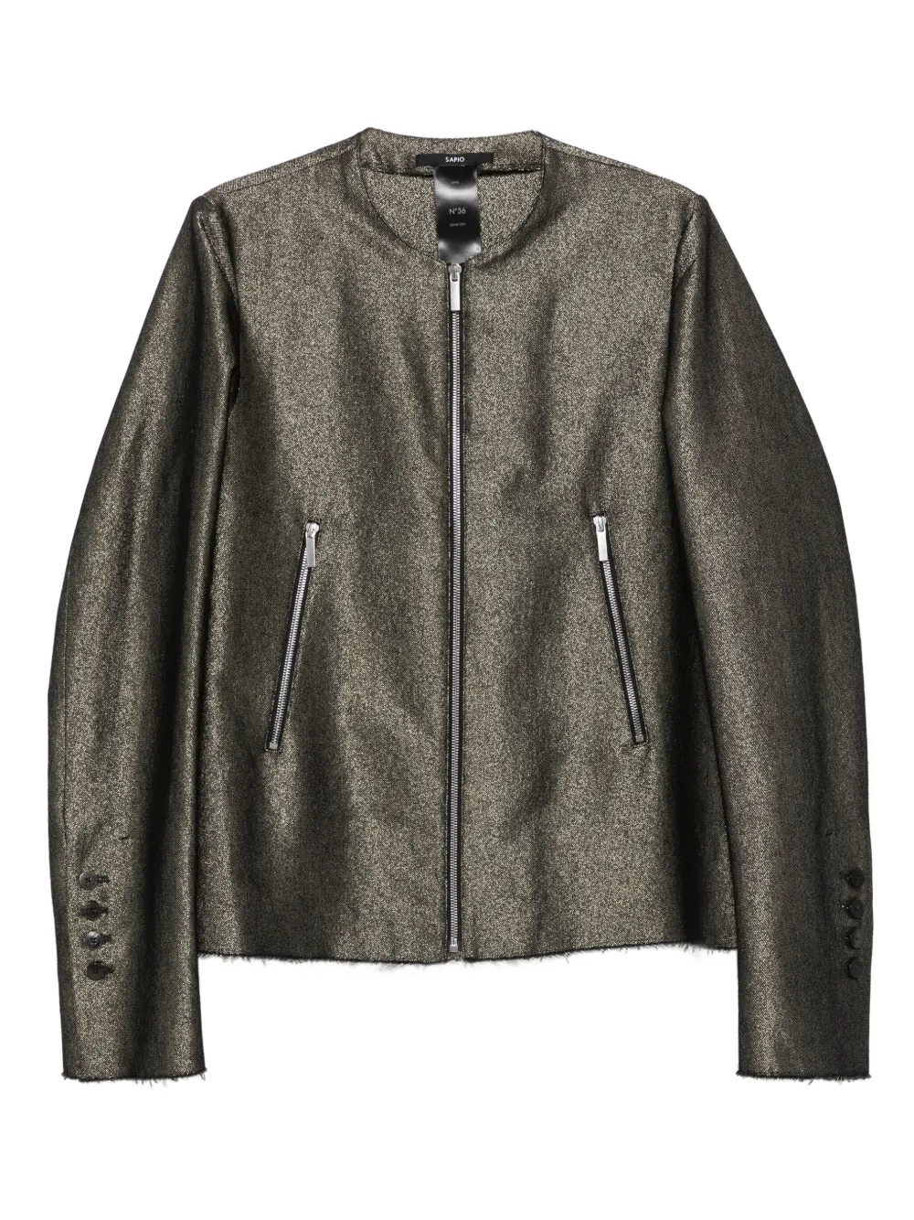 Sapio Frayed-edge Metallic Jacket In Black