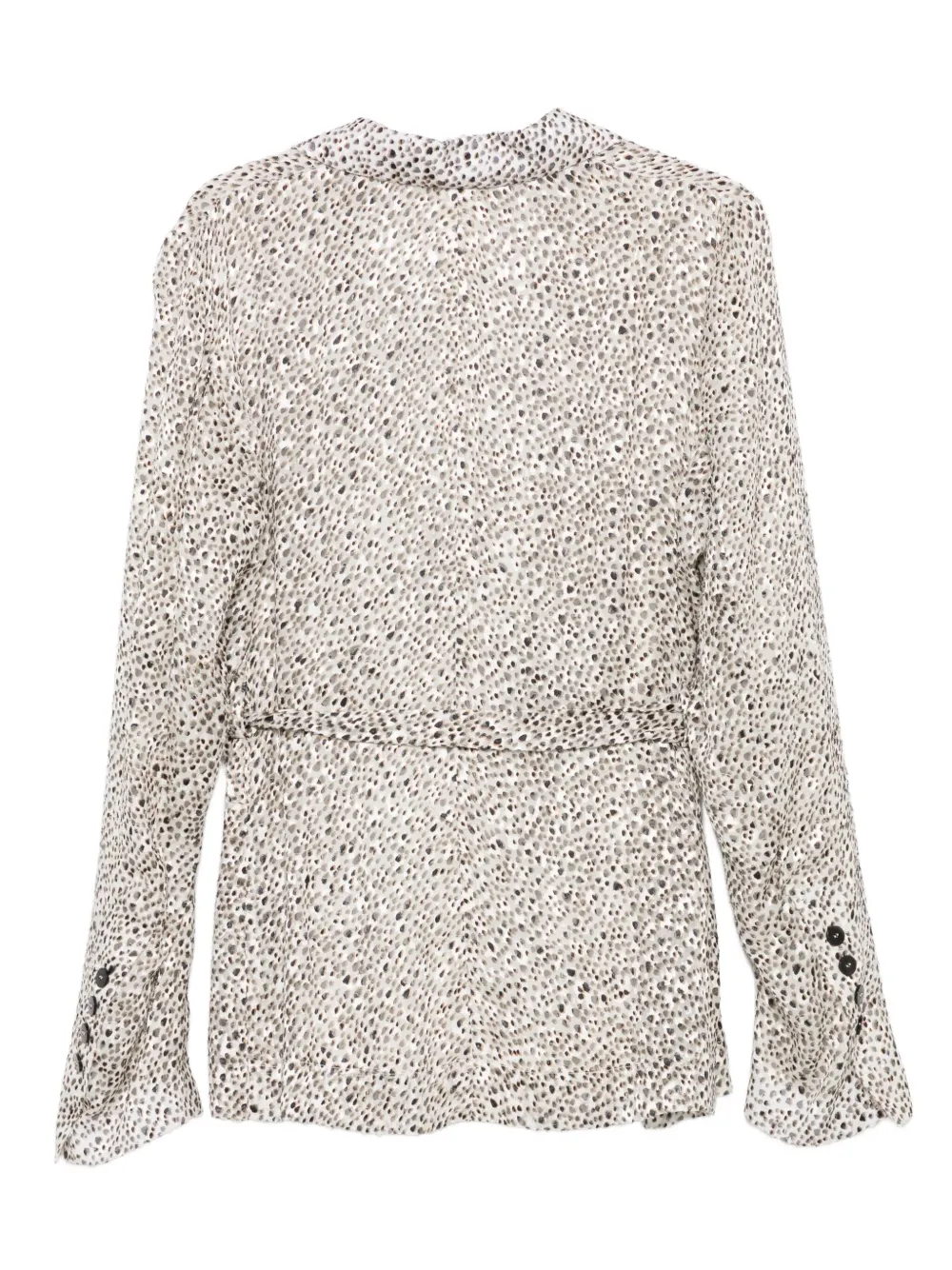 Sapio Abstract-print Belted Jacket In Gray