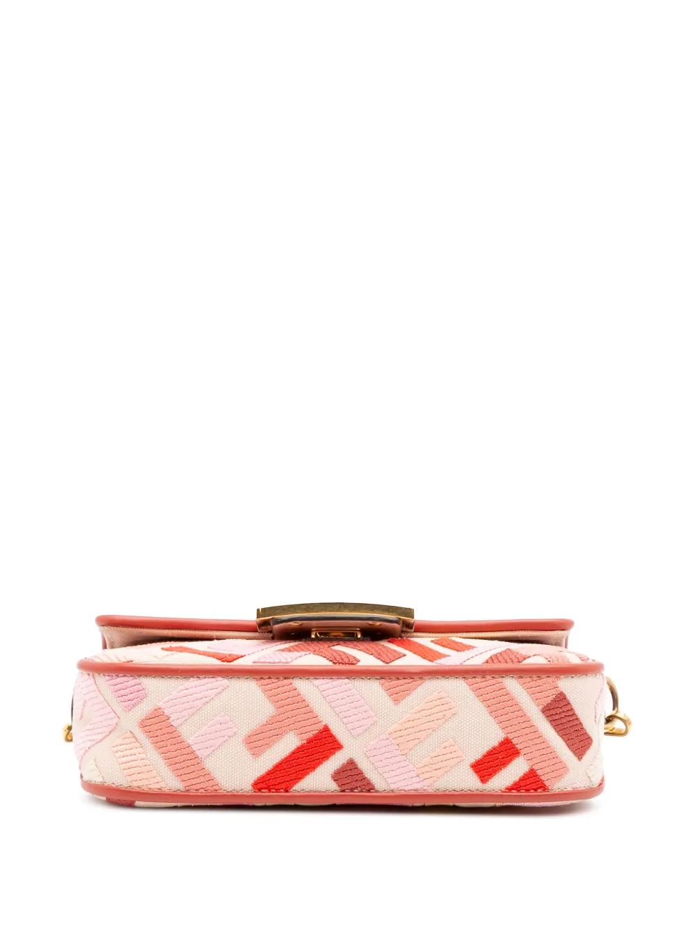 Pre-owned Fendi 2000-2010 Mini Zucca Embroidered Baguette Satchel In Pink