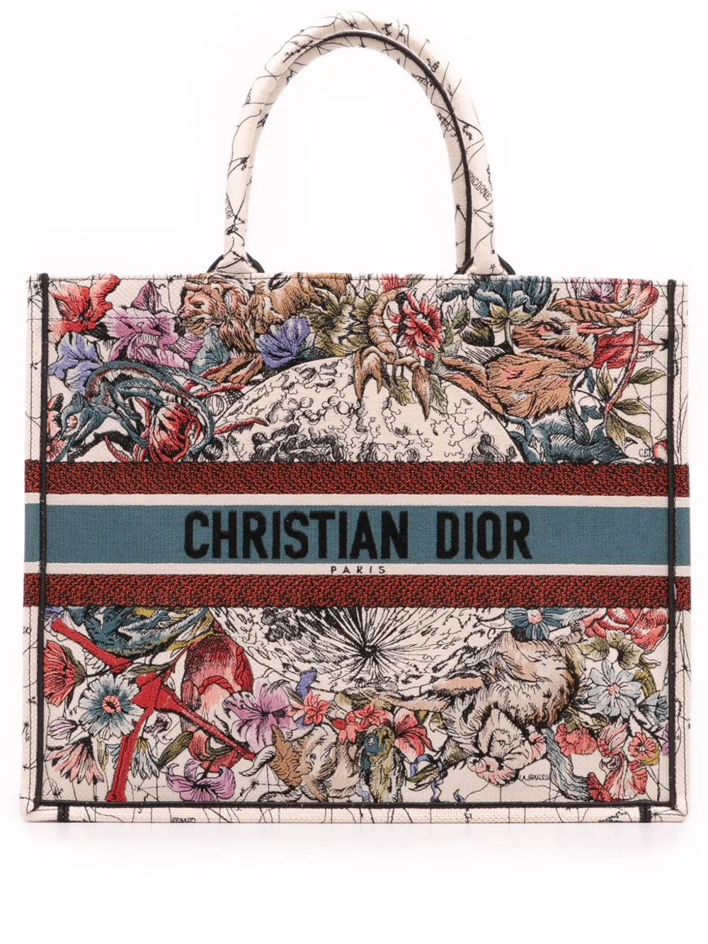 Christian Dior Pre-Owned 2021 ラージ エンブロイダリーキャンバス ゾディアック ブックトートバッグ - Christian Dior Pre-Owned 2021 ラージ エンブロイダリーキャンバス ゾディアック ブックトートバッグ -
