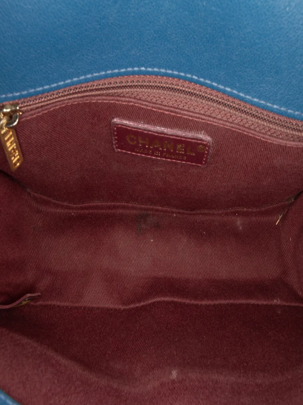 Pre-owned Chanel 2018 Large Quilted Sheepskin Front Chain Flap Crossbody Bag In Blue