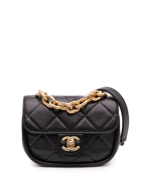 CHANEL Pre-Owned 2021-2025 Mini CC Quilted Calfskin Round Moon Messenger Flap crossbody bag