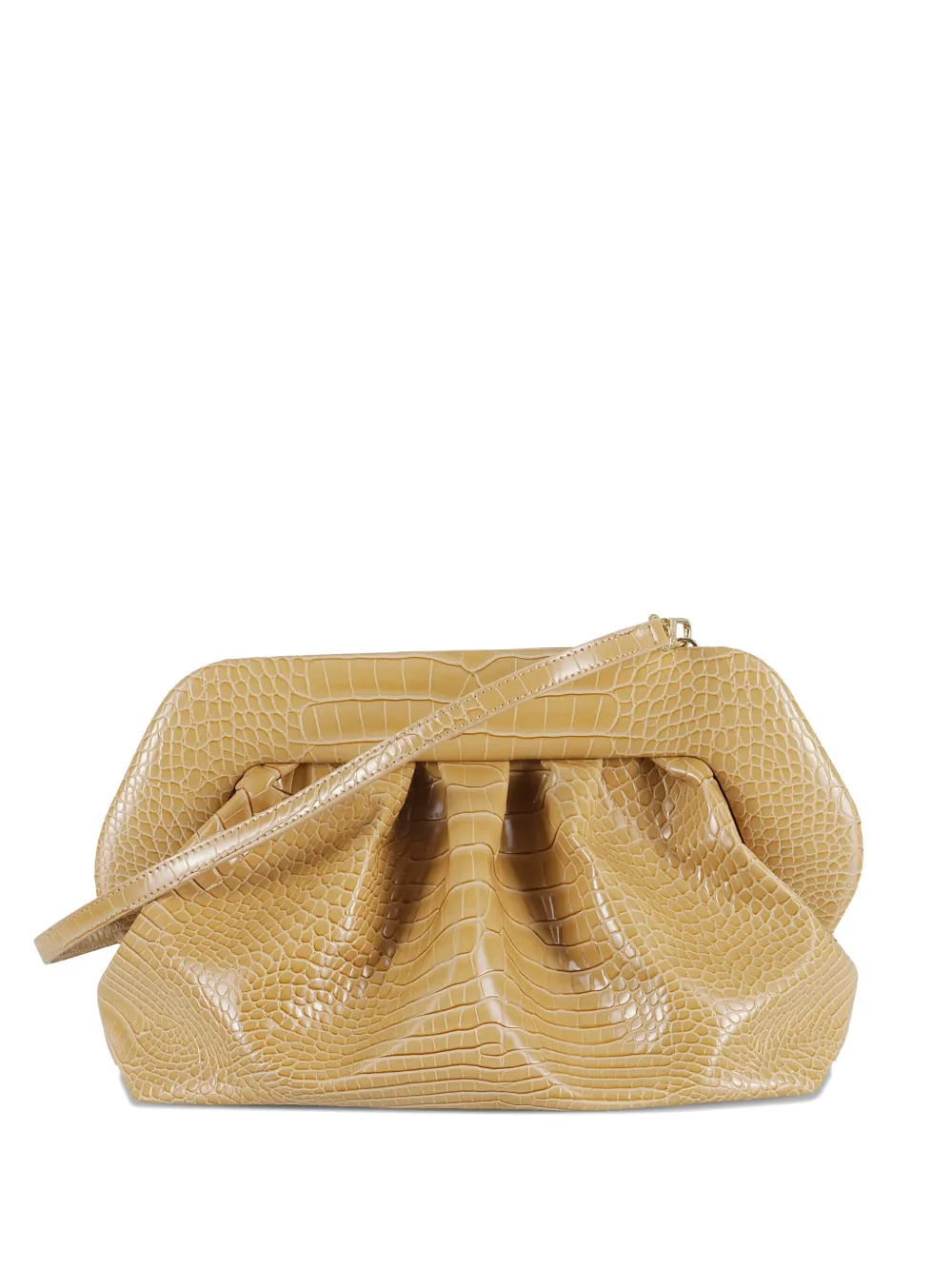 Themoirè Croco Biscuit Pleated Clutch In Yellow