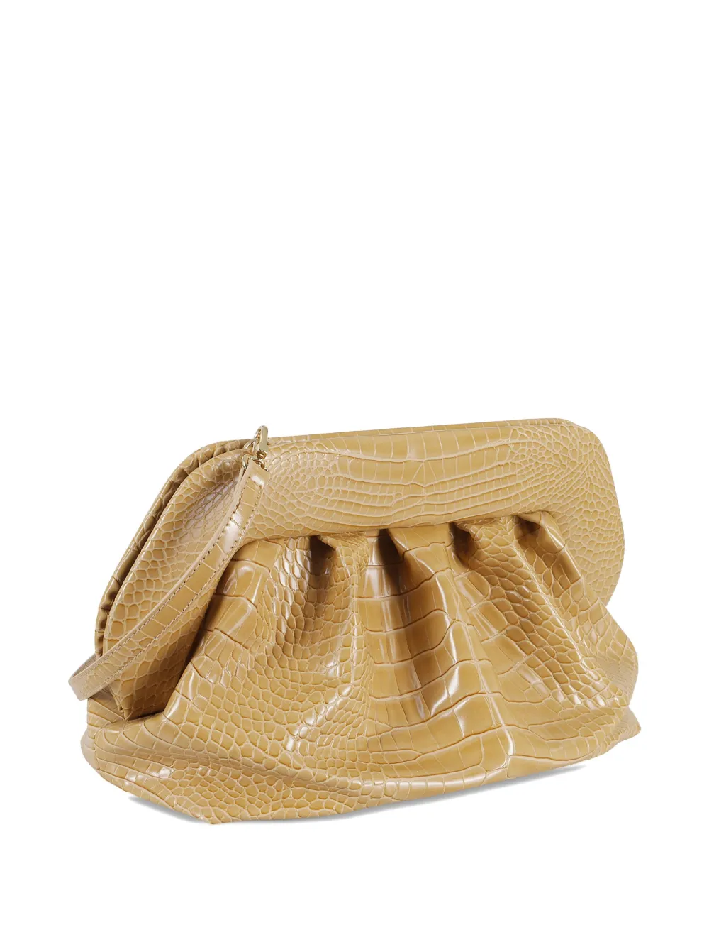 Themoirè Croco Biscuit Pleated Clutch In Yellow