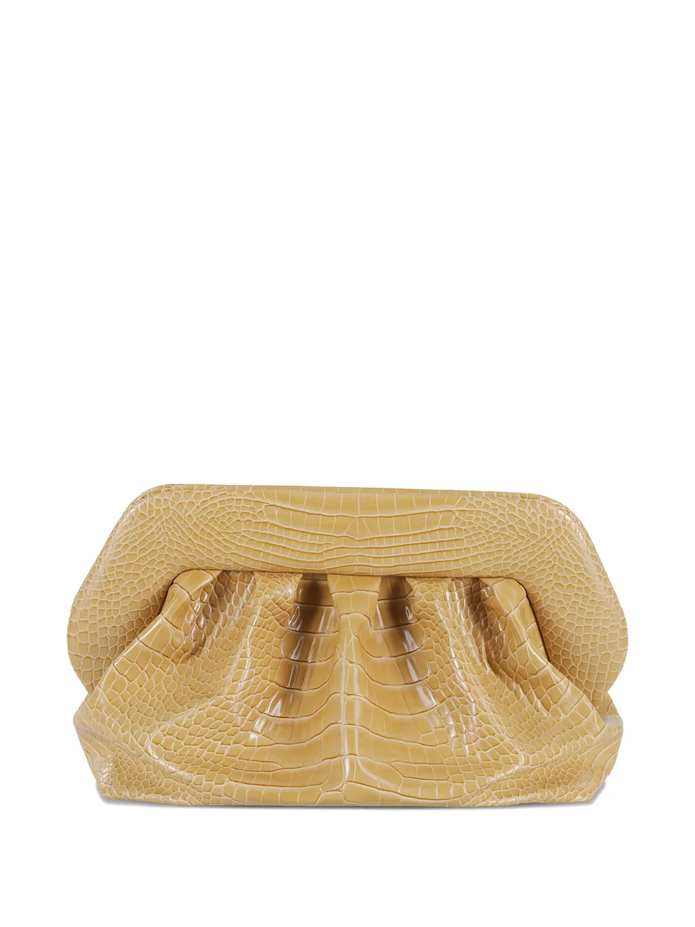 Themoirè Croco Biscuit Pleated Clutch In Yellow