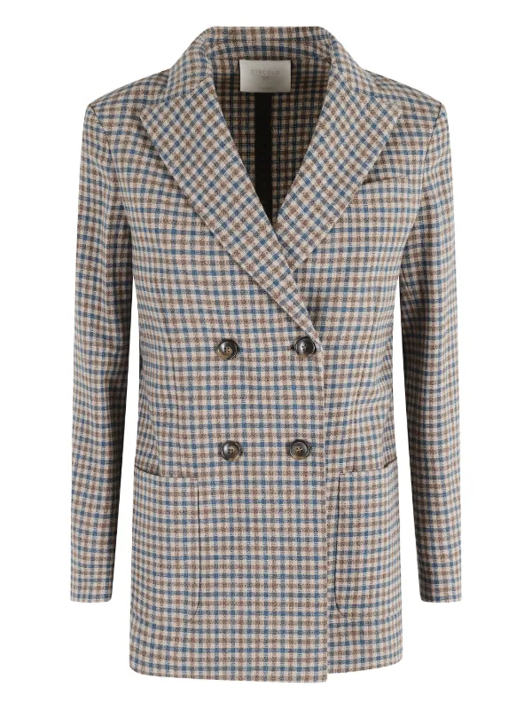 ✨美品✨チルコロ1901　テーラードジャケット　ダブルブレスト　チェック Circolo 1901 チェック ダブルジャケット | ブラウン | FARFETCH JP