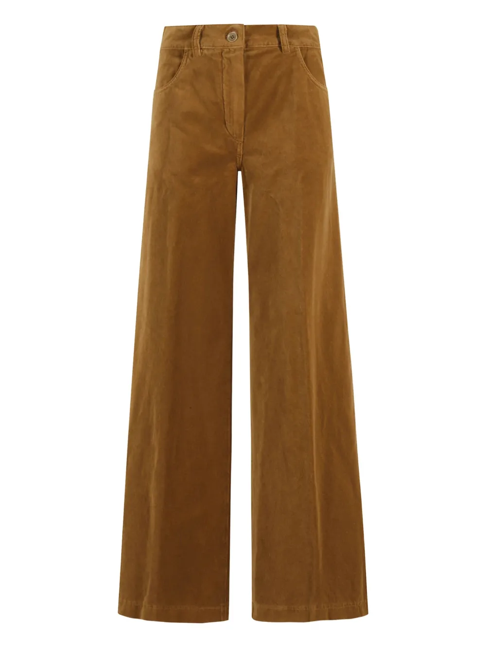 Aspesi High-waisted Wide-leg Pants In Soft Velvet In Brown