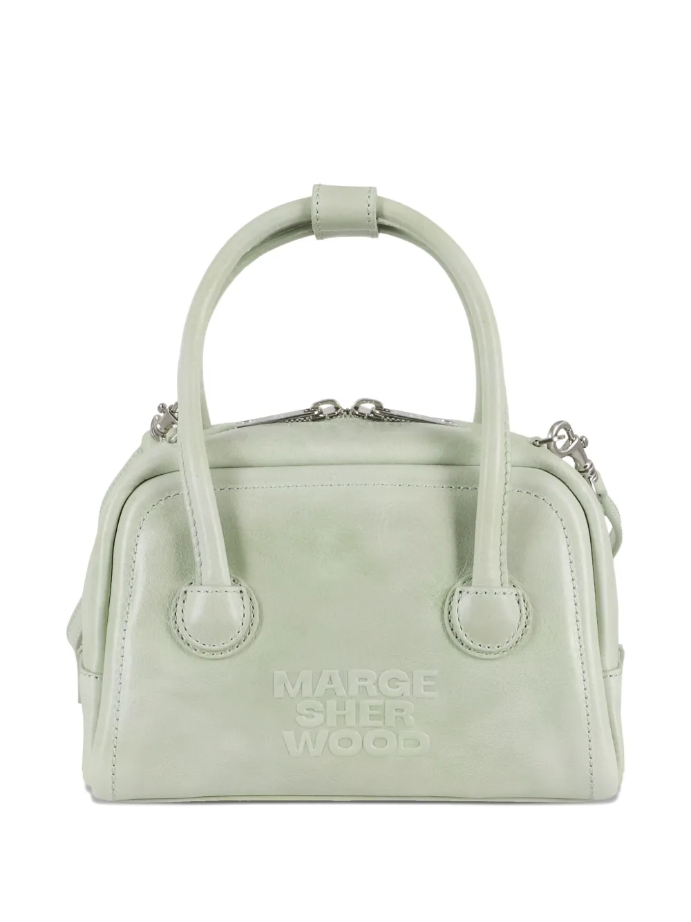 Marge Sherwood top-handle logo-plaque clutch bag | Green | Image 1