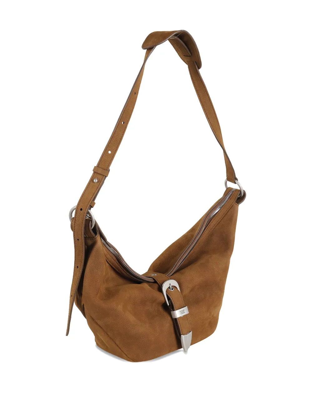 Margesherwood Buckle-fastening Suede Shoulder Bag In Brown