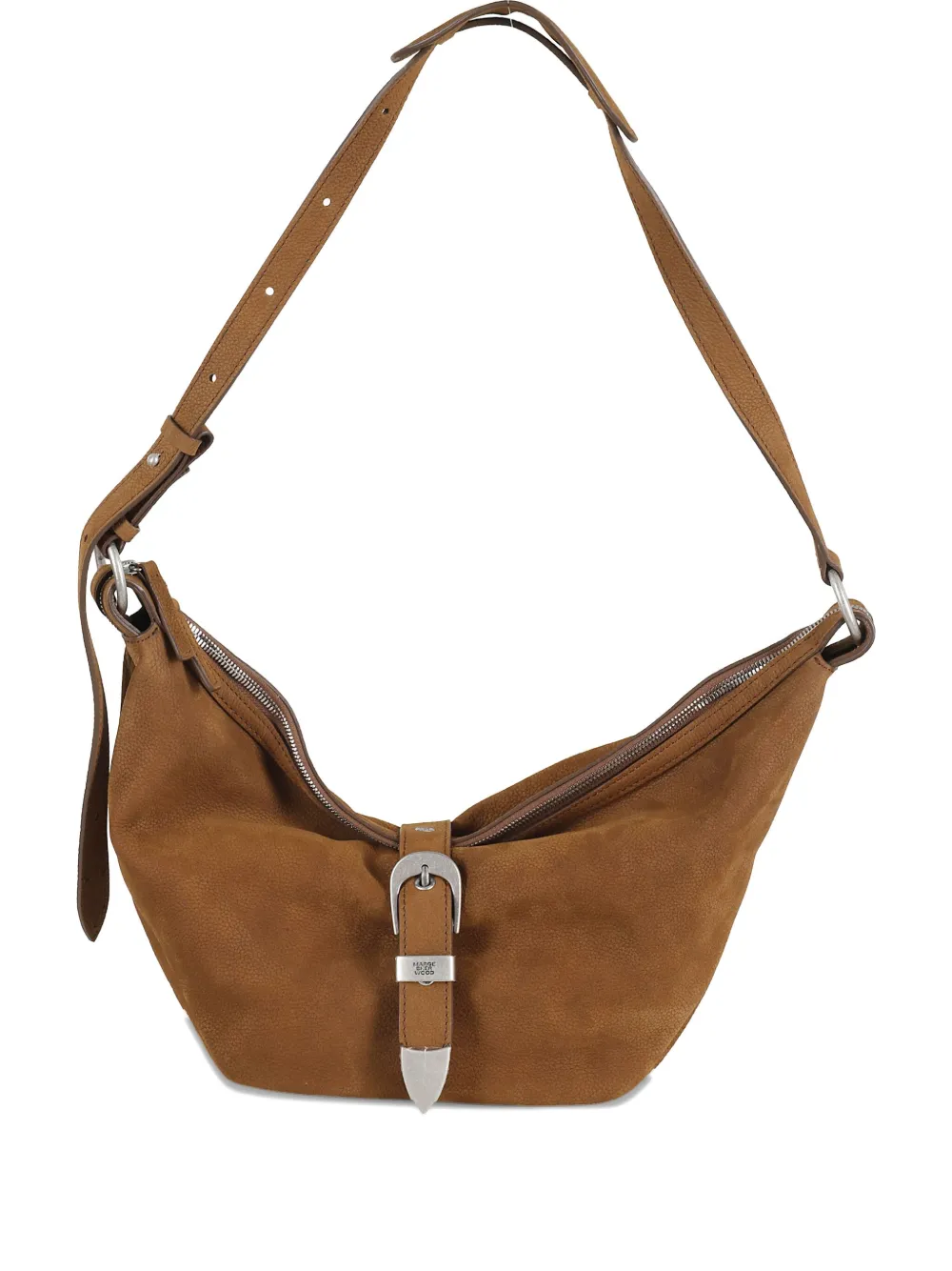 Margesherwood Buckle-fastening Suede Shoulder Bag In Brown