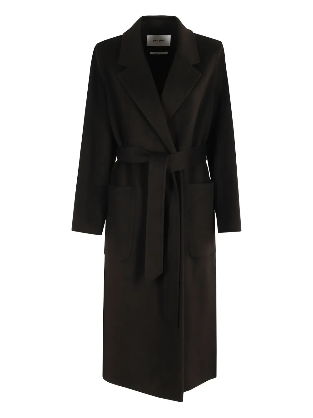 Ivy & Oak Wool Belted Trench Coat In Black