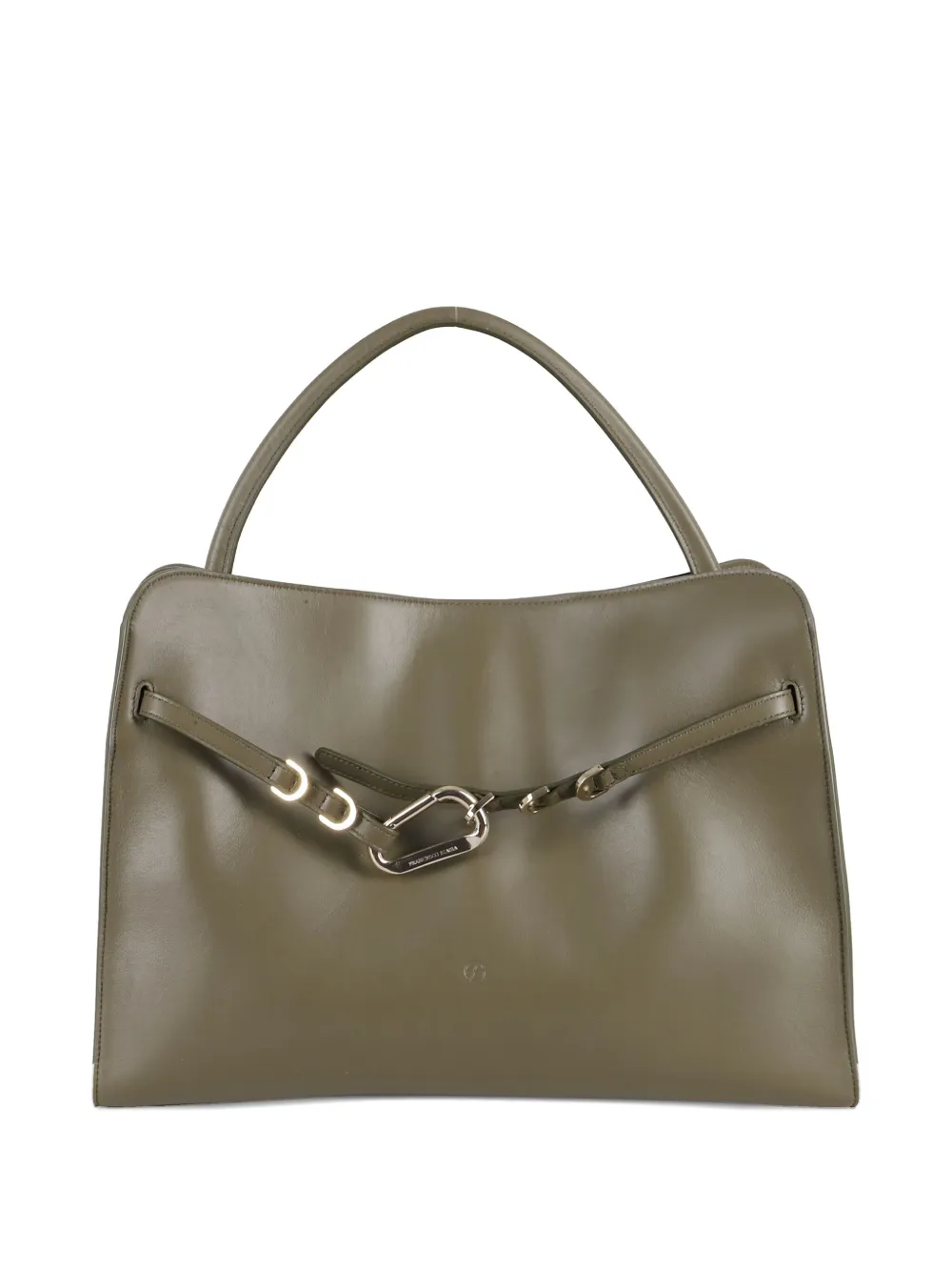 Biasia Always-on Clasp-detail Leather Tote Bag In Green