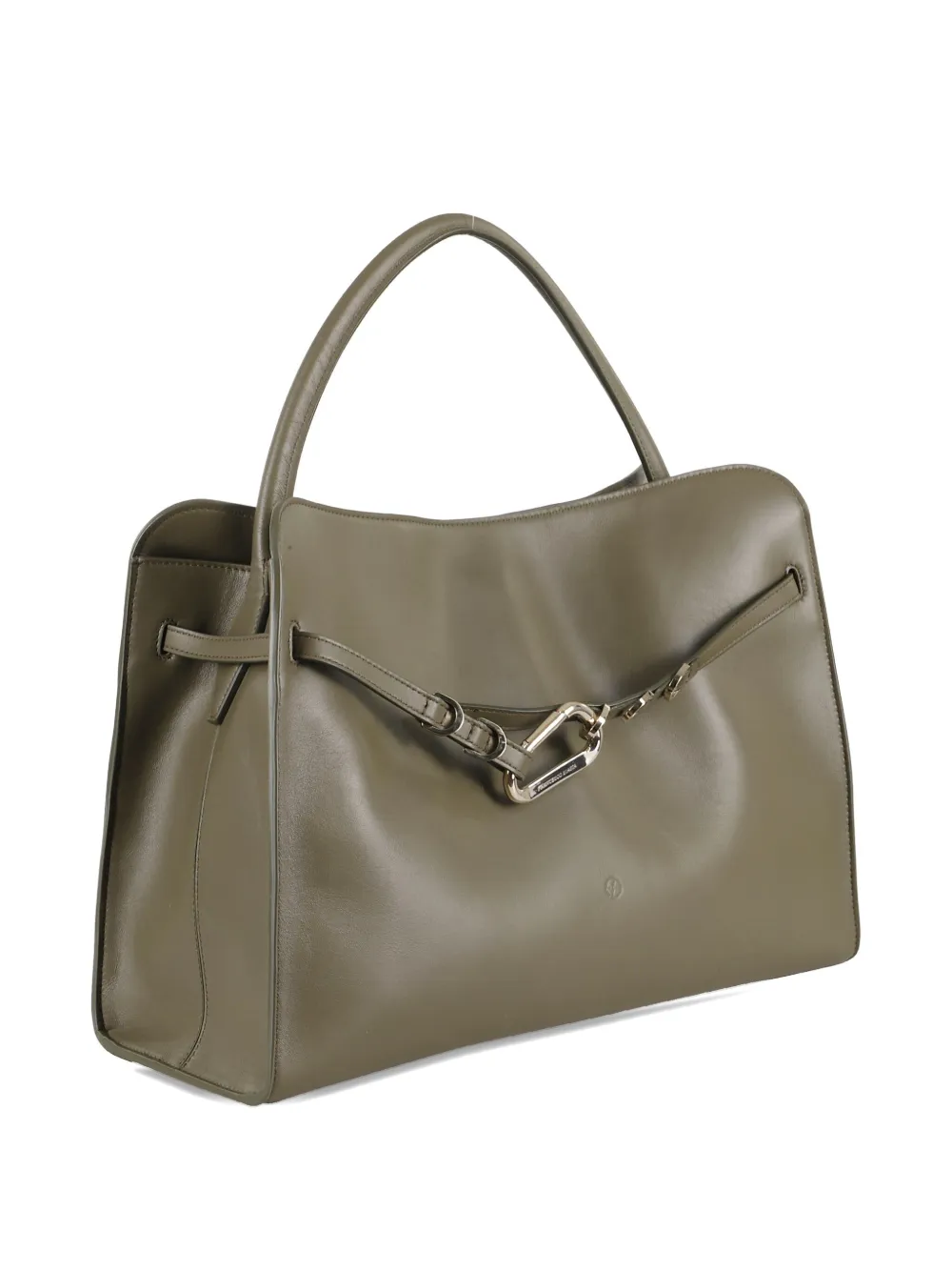 Biasia Always-on Clasp-detail Leather Tote Bag In Green