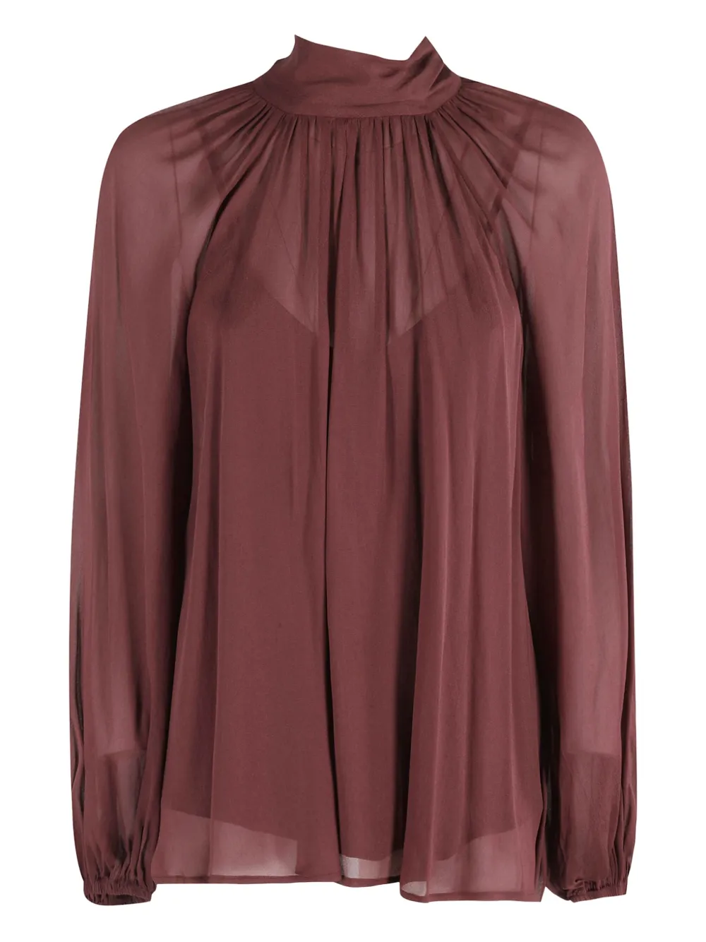 Isabelle Blanche Semi-sheer Blouse In Brown
