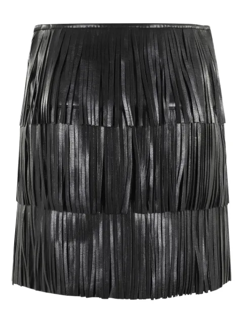 Isabelle Blanche leather fringe skirt