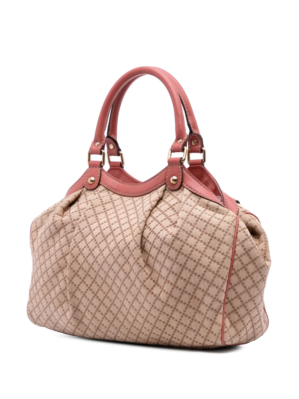 Pre-owned Gucci 2016-2025 Medium Diamante Canvas Sukey Tote Bag In Brown
