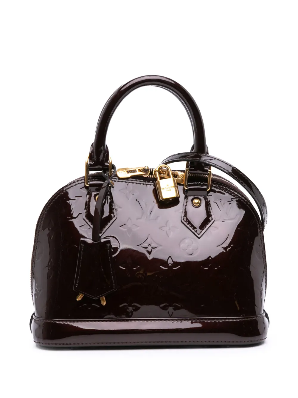Pre-owned Louis Vuitton 2014 Monogram Vernis Alma Bb Satchel In Purple
