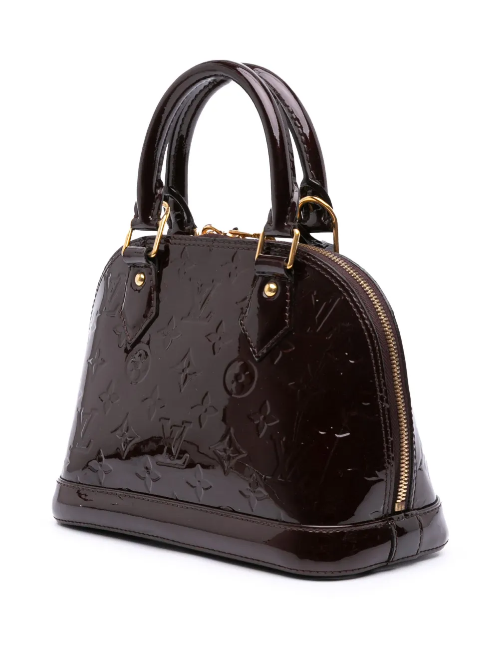 Pre-owned Louis Vuitton 2014 Monogram Vernis Alma Bb Satchel In Purple