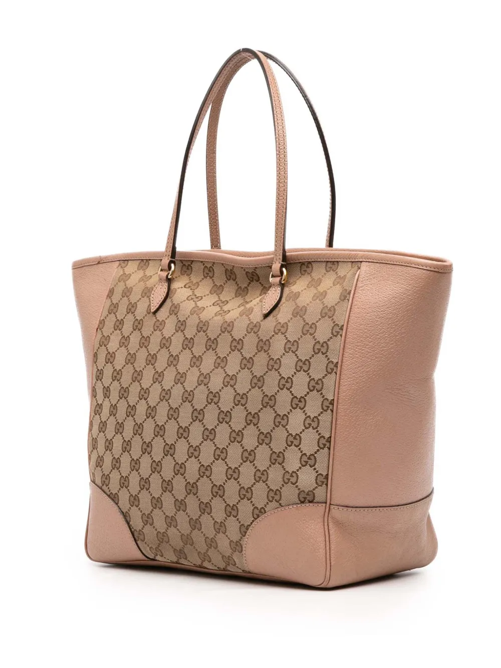 Pre-owned Gucci 2016-2025 Gg Canvas And Leather Bree Tote Bag In Pink