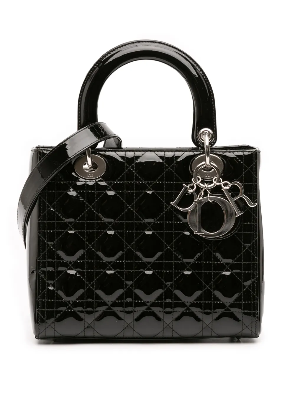 Christian Dior Pre-Owned 2017 ミディアム パテント カナージュ レディ ディオール サッチェルバッグ - Christian Dior Pre-Owned 2017 ミディアム パテント カナージュ レディ ディオール サッチェルバッグ -