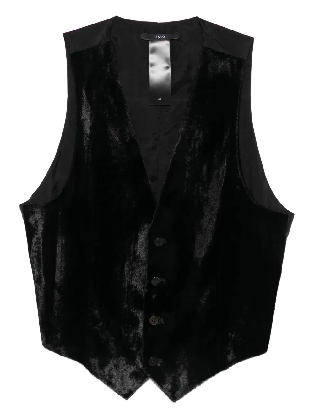 Sapio Velvet-front Waistcoat In Black
