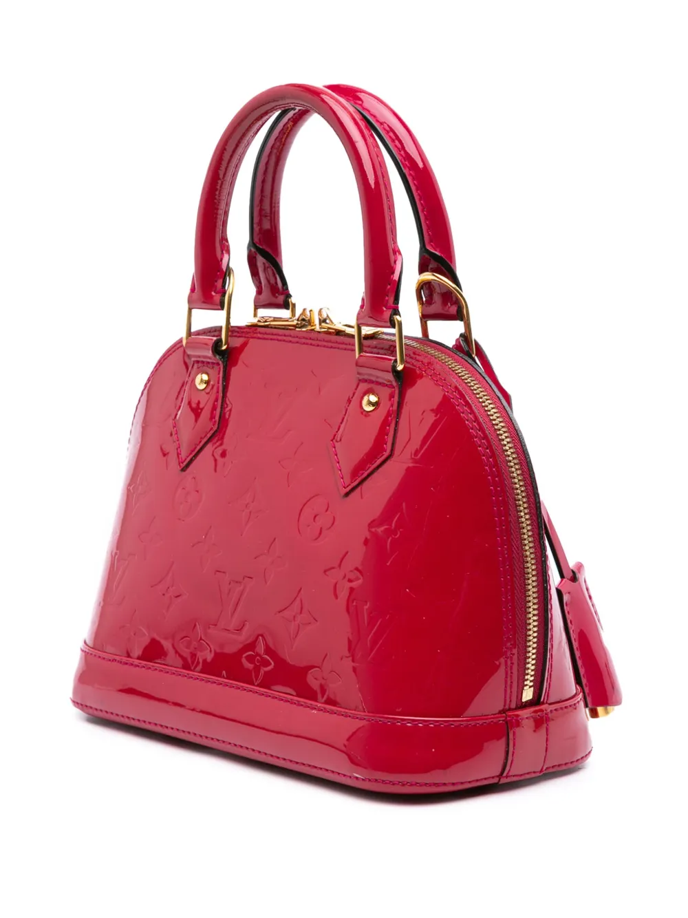 Pre-owned Louis Vuitton 2013 Monogram Vernis Alma Bb Satchel In Red