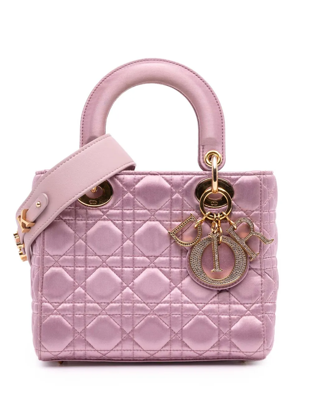 Christian Dior Pre-Owned 2019 Small Satin Cannage Swarovski Lady Dior satchel | Pink | Image 1