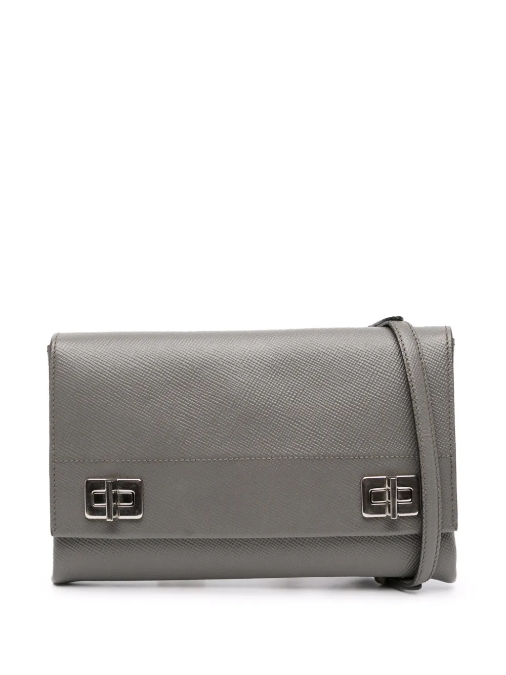 Prada Pre-Owned 2013-2025 Saffiano Cuir Twist Lock Chain Flap crossbody bag | Grey | Image 1