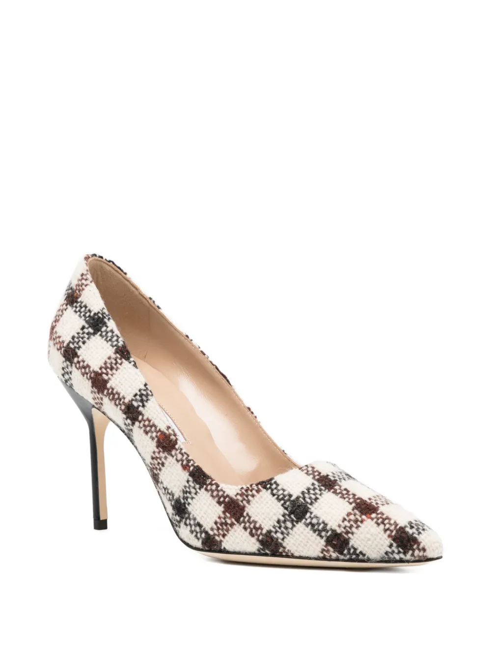 Manolo Blahnik Bb 90 Checked-tweed Leather Pumps In Multi
