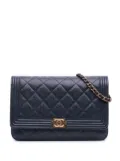 CHANEL Pre-Owned 2014-2015 Quilted Caviar Boy Wallet on Chain crossbody bag - Blue