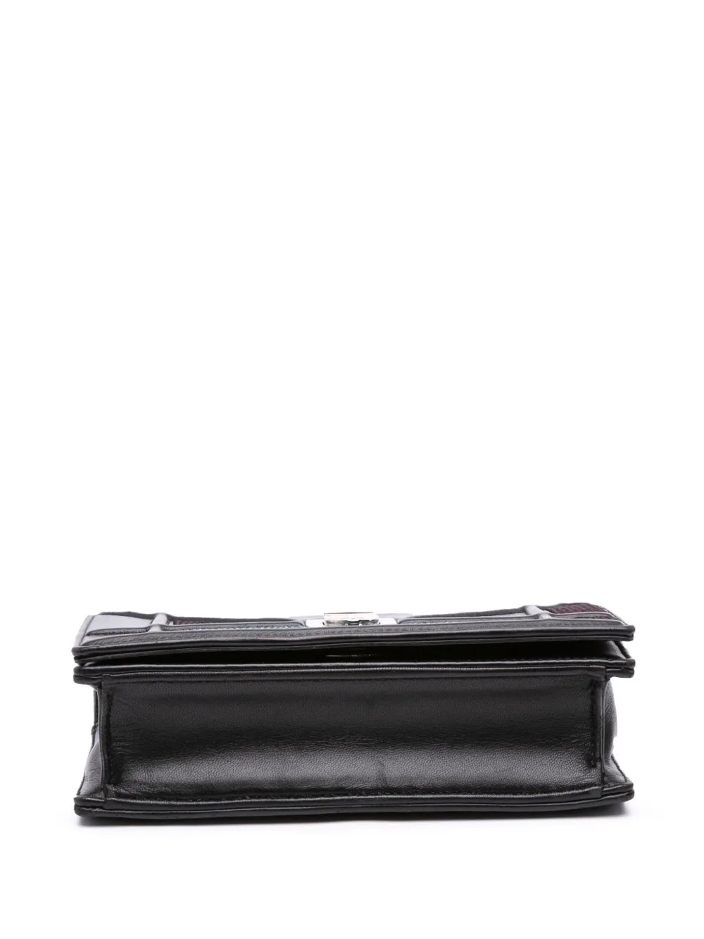 Pre-owned Dior 2015 Mini Lambskin Sequin Ama Flap Crossbody Bag In Black