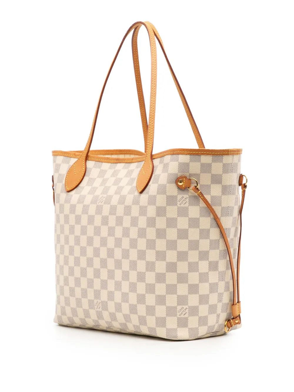 Pre-owned Louis Vuitton 2018 Damier Azur Neverfull Mm Tote Bag In White