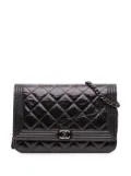 CHANEL Pre-Owned 2014 Quilted Shiny Aged Calfskin Boy Wallet On Chain crossbody bag - Black