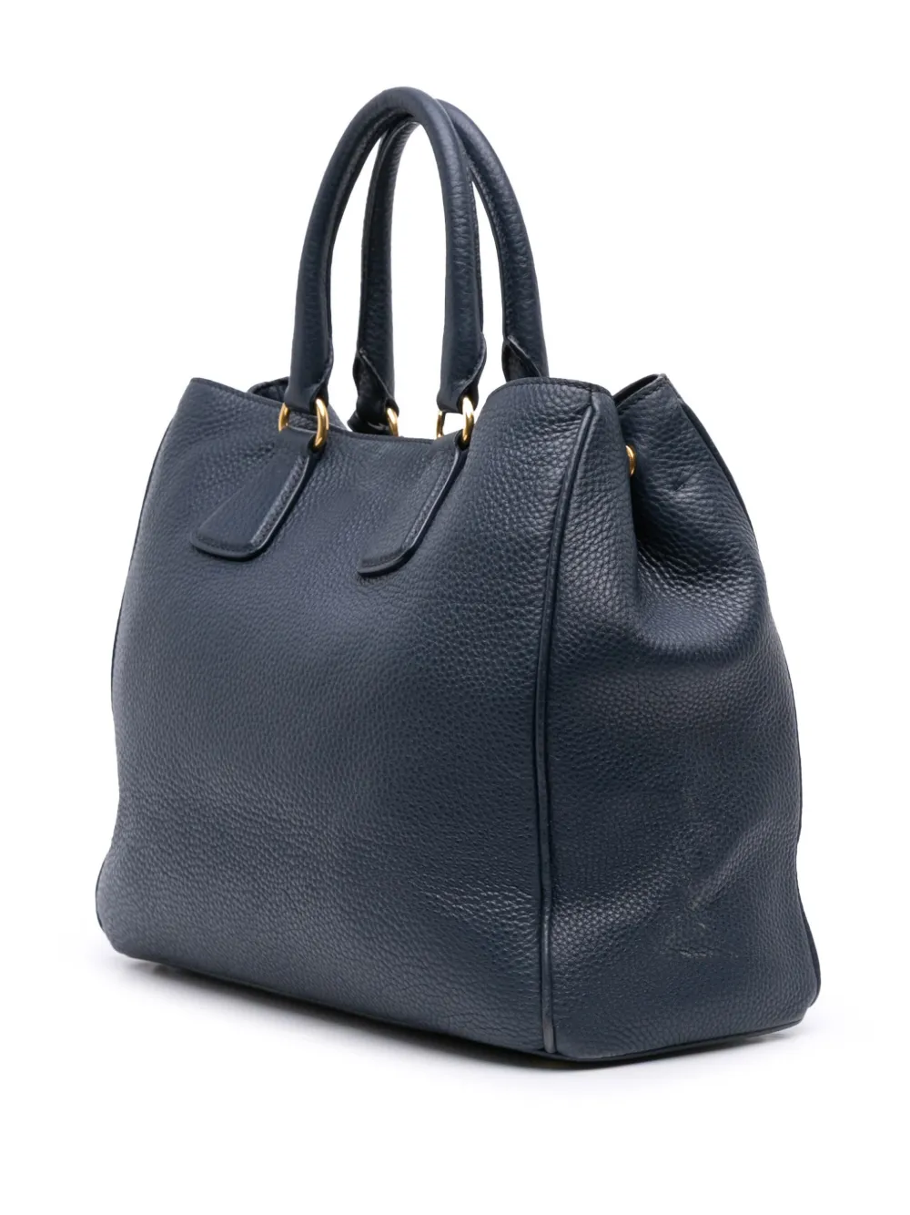 Pre-owned Prada 2010-2025 Vitello Daino Open Convertible Tote Satchel In Blue