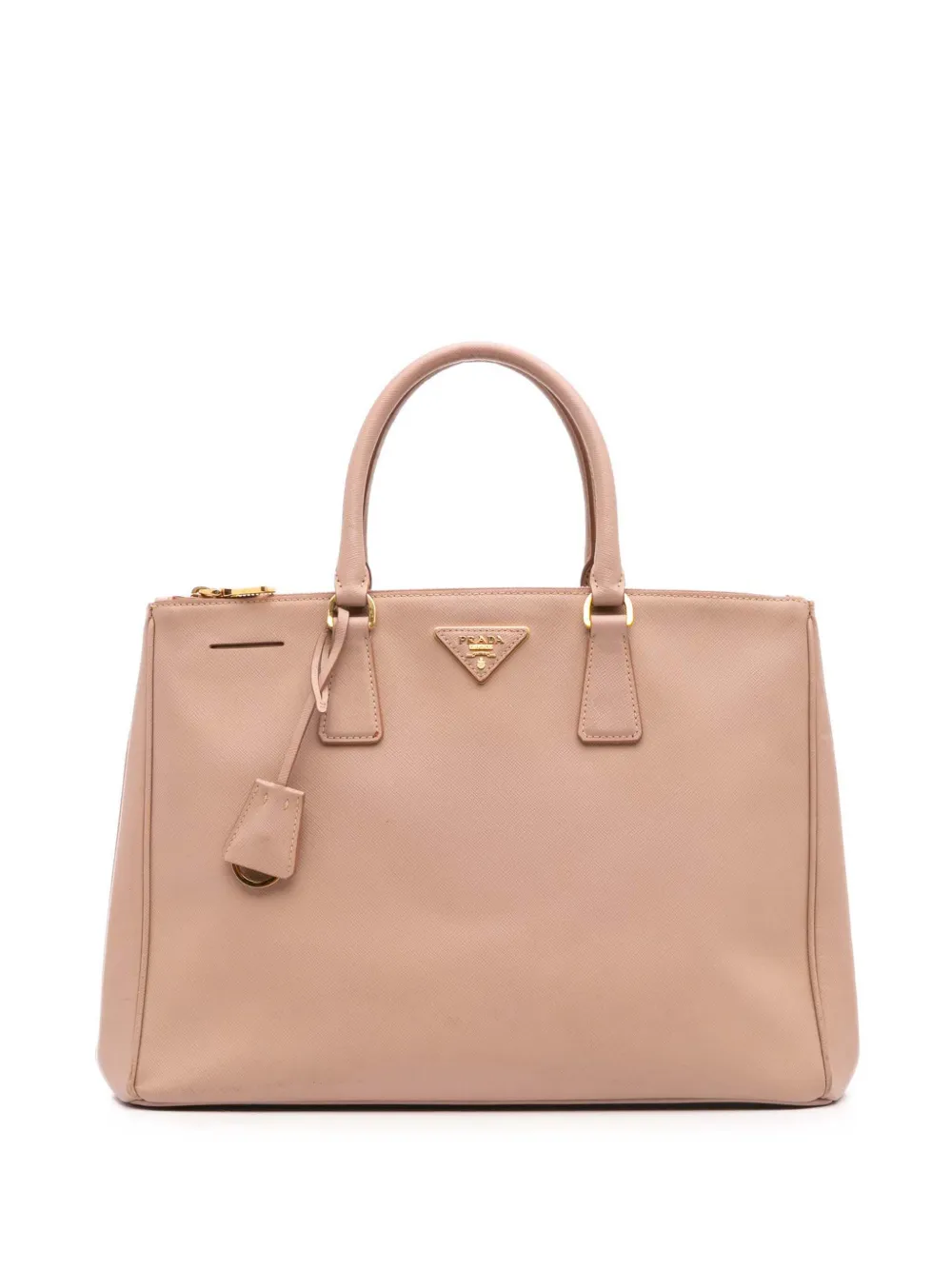 Pre-owned Prada 2010-2025 Large Saffiano Lux Galleria Double Zip Satchel In Pink