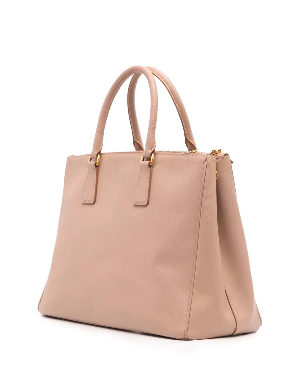 Pre-owned Prada 2010-2025 Large Saffiano Lux Galleria Double Zip Satchel In Pink