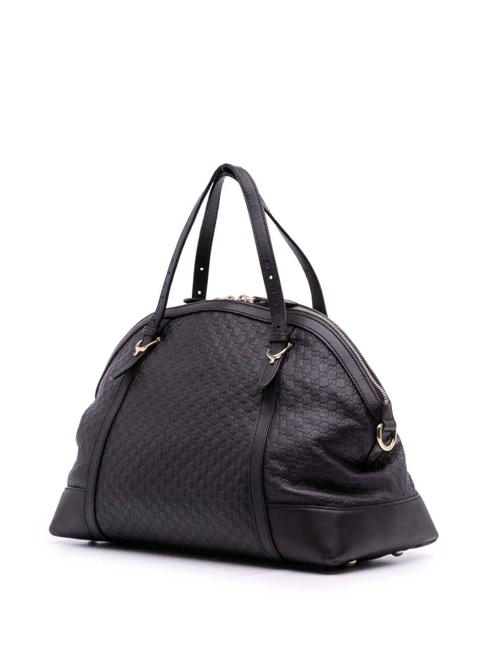 Pre-owned Gucci 2016-2025 Large Microssima Nice Dome Satchel In Black