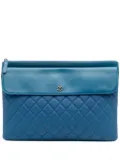 CHANEL Pre-Owned 2016-2017 Large Quilted Lambskin Flap O Case clutch bag - Blue