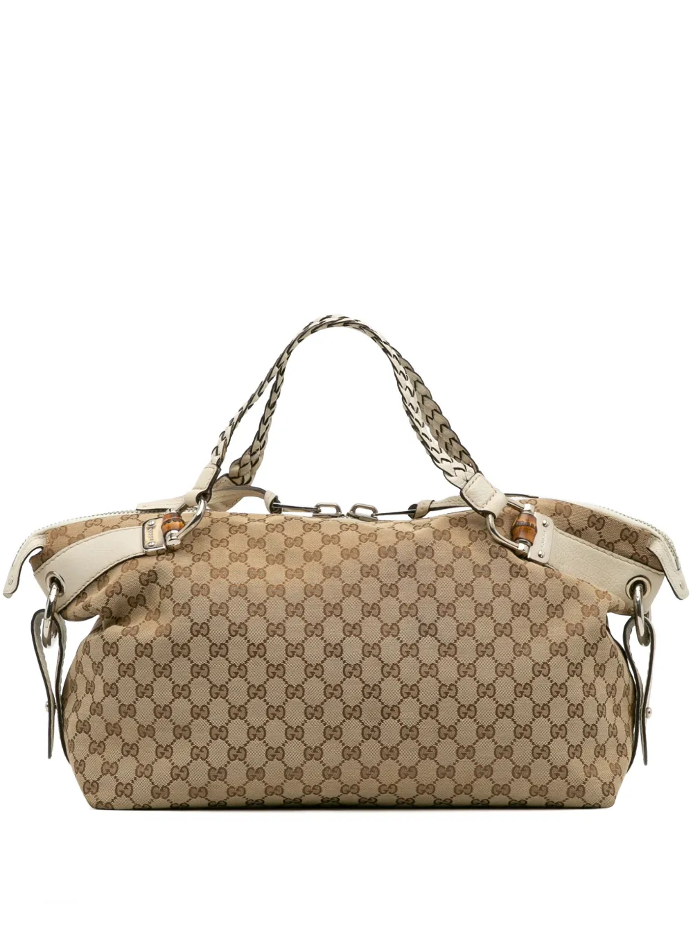 Gucci Pre-Owned 2016-2025 ミディアム GGキャンバス バンブー バー ハンドバッグ - ブラウン Gucci Pre-Owned 2016-2025 ミディアム GGキャンバス バンブー バー ハンドバッグ - ブラウン