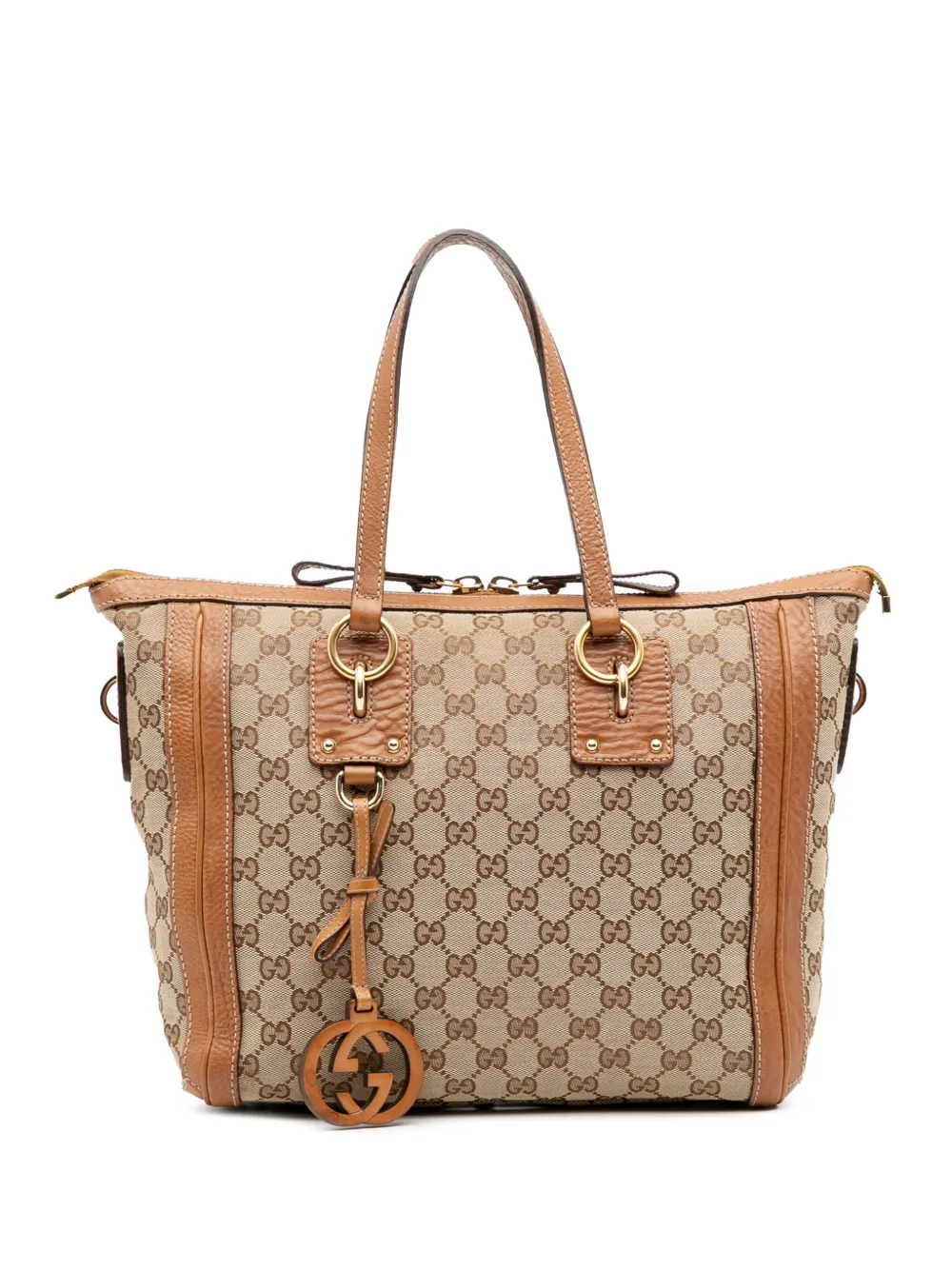 Gucci Pre-Owned 2016-2025 ミディアム GGキャンバス チャーム サッチェルバッグ - ブラウン Gucci Pre-Owned 2016-2025 ミディアム GGキャンバス チャーム サッチェルバッグ - ブラウン
