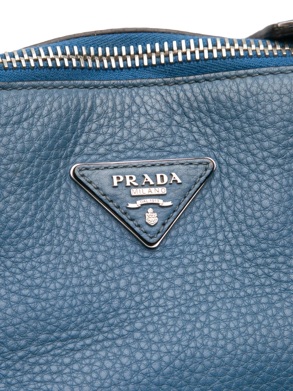 Pre-owned Prada 2000-2025 Vitello Daino Double Handle Satchel In Blue